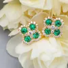 Hailer 0.5CT Studs Moissanite Lab Grown Green Emerald 10K 14K Pure Gold Clover örhängen för kvinnor