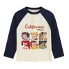 INS Bambini cartone animato stampato T-shirt 2024 ragazzi ragazze principessa modello manica lunga tees moda bambini cotone casual tps S1038