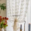 Rideau en dentelle pour cuisine, rideau transparent beige pour salon, chambre à coucher, traitement de fenêtre, broderie florale vintage courte 1 pièce Vaiduryd