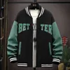 Spring och Autumn Coat Men's Jacket Baseball Suit Trend Stilig First Senior High School Coat Plus Velvet 240115