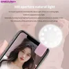 Selfie Lights 1pc Mini Selfie Yüzük Işık Taşınabilir Klipsli Selfie Dolgu Işık USB Şarj Edilebilir Pil Çalışan LED Dolgu Işığı Mobil Fonel240116