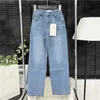 Designer Jeans Frauen Denim Hosen Design Seite Brief Gerade Bein Hose Hohe Taille Mode Jean Hosen Streetwear