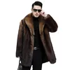 Manteau en fausse fourrure hommes automne hiver grande veste longue pour hommes pardessus vêtements pour hommes manteau épais chaud à capuche vestes Maxi manteaux 240116