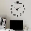 Horloges murales horloge autocollant créatif sans cadre 3D bricolage décalque silencieux salon bureau décoration accessoires pour la maison