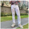 Men's Jeans Fashion Men Denim Designer Straight Hole All-match Brand White Red Black Pants Male Large Size Hip Hop Trousers