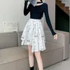 スカート2024中国スタイルの女性ファッション不規則なハイウエストAラインフリルスリムな薄いオフィスレディーデイリー女性