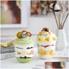 Wholesale Packaging Boxes 50Pcs Disposable Mousse Cake Cup With Lid Transparent Plastic Pudding Jelly Dessert Yogurt Cups Party Fav Dhycz