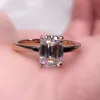 Romantic Wedding Engagement Gold With 2Ct D Color Emerald Cut Moissanite Fashion Jewelry For Women Anniversary Ring