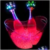 Seau à glace LED rechargeable entier 4L grand support de refroidisseur de vin de bière de champagne Singlecolorf changeant la baignoire éclairée livraison directe Dhrbc