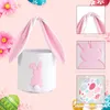 Lovely Hand knotted Easter Bunny Buckets Eggs Toy Handbags Rabbit Basket For Kids Festival Gift Party Tote Decoration 240115