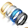 Anelli a fascia Anello in acciaio al titanio Corano Mesr Musulmano Relius Islamico Halal Parole Uomo Donna Vintage Bague Arabo Dio Anelli 9 N2 Drop Delive Dhxau