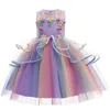 Платье-пачка с единорогом для маленьких девочек, пастельное Радужное платье принцессы для девочек на день рождения, детский костюм на Хэллоуин с единорогом 240116