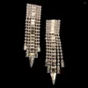 Dangle Küpeler El yapımı Rhinestone Dikdörtgen Kolye Tassel Damla Kadın Parti Takı Kristal Geometrik Asma Hediyesi