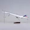 50CM 1/125 Scale Plane Concorde Air France Airline Model Airplane Toy Resin Airfrance Aircraft with Landing Gears Lights 240116