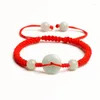 Braccialetti con ciondoli Bracciale in corda rossa intrecciata a mano per coppie di giada da uomo e da donna, regalo di gioielli con cordino