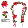 Decoratieve Bloemen Kerst Kunstmatige Bessen Wijnstok Garland Kerst Plant Muur Open haard Achtergrond Decoratie Buitenornament