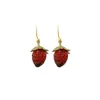 Boucles d'oreilles pendantes M Design original exquis laque artisanat fraise fleurs feuilles vertes mode simple 2024 corée du sud tendance début printemps