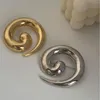 Brooches HUANZHI Vintage Gold-plated Metal Spiral Vortex Brooch Pins For Women Girls Match Suit Fashion Party Statement Ancessories