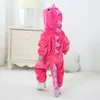 Kigurumis Mooie Dinosaurus Baby Meisjes Kleding Romper Zachte Warme Winter Baby Onesie Bodysuit Cosplay Kostuum Capuchon Rits 240116