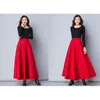 Skirts Female Autumn Winter Plus Size 5XL 6XL Red Wool Woolen Casual Vintage Sun Maxi Woman Long Skirt Womens Falda