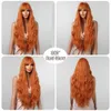 Long Curly Ginger Orange Synthetic Wigs with Long Bangs Deep Wave Wig for Black Women Cosplay Party Natural Hair Heat Resisitant 240116