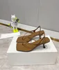 Designer Bow lederen slingback sandalen Dames Blote leren sandalen Mode Hook Loop lederen sandalen Luxe Chocolade lederen flats Schoenen Maat 35-40