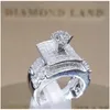 Pierścionki ślubne luksusowy zestaw duży pierścionek moda 925 sier love bridal obiec