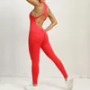 Sexig ihålig rygglös Scrunch Sporty Jumpsuit Raises Butt Woman Gym Set Sport Sate Sleeveless Zip Yoga Fitness Overalls 240115