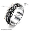 Anillos de banda Sterling Sier Hombres Anillos Girar Tallado Flor Gótico Vintage Rock Uni Punk Anillo para mujeres Fiesta Joyería fina 729 Z2 Drop D DHE1K