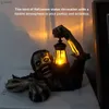 Lampy trawnikowe Statua Latarna szczęśliwa halloweenowa impreza horror przerażający Dekoracja żywica DIY Craft Garden Ornament z światłem YQ240116