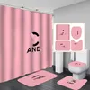 New Designer Trendy Waterproof Shower Curtains Ins Toilet Seat Cushion Carpet Bath 4 Pieces Set Bathroom Accessories Wholesale