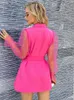 Casual Long Sleeve Elegant Blazer Dress Women Autumn Winter Sexy See Through Top Doublebreasted Sweat Mesh Coat 240116