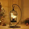 Kerzenhalter Vintage Birdcage Tischlampe Hängelaterne Kerzenhalter Metall Hohllaternen Teelicht Hängelaternen Hochzeit Home Decor YQ240116