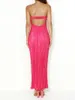 Vestidos casuais mulheres s strapless bodycon vestido longo recorte ruched bandeau tubo sólido maxi