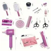 Girls Makeup Game Simulation Hairdressing Set Electric Hair Dryer Pretend Play Beauty Fashion Children Toys Girl House Gift 240115