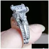Pierścionki ślubne Kobiety Big Biżuter Pierścień księżniczka Cut 10ct Diamond Stone 300pcs CZ 925 Sterling Sier Sier Empracwa Prezent 21 R2 Drop D Dhwco