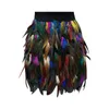 Skirts Carnival Makeup Ball Faux Feather Mini Skirt Performance Attire Women Luxury Clothing Y2k Streetwear Dresses