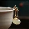 Dangle Earrings High-end Jade Flower Clover For Lady Party Accessories Fashion S925 Needle Silver Women Jewelry