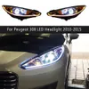 Для Peugeot 308 светодиодные фары 10-15 стайлинга автомобилей DRL дневные ходовые огни стример индикатор указателя поворота дальний свет линзы проектора «ангельские глазки»