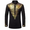 Roupas étnicas Vinho Vermelho Africano Dashiki Imprimir Camisa Homens 2024 Metálico Hip Hop Streetwear Roupas XXL