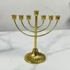 Bougeoirs Hanukkah Chandelier Vintage Fer Art Titulaire Menorah 7 Branches Candélabre Pour Les Festivals Juifs Décoration Cadeau