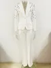 Zweiteilige Damenhose HIGH STREET Est 2024 H/W Fashion Designer Runway Suit Set Slim Fit Farben Strass Diamanten Perlen Blazer