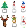 Abridor de garrafas portátil de Natal, aço inoxidável, boneco de neve, árvore de Natal, urso, cervo, presente em forma de Santa, ferramenta de cozinha, entrega 916