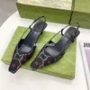 slingback heels designer high heels Slingback Sandals loafers womens pump Mid Heel Black mesh with crystals sparkling Print shoes Rubber Leather Ankle Strap