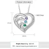 925 Sterling Silver Personalized Heart Necklace with 2-6 Birthstones Custom Engraved Name Mothers Pendant Christmas Gift for Her 240115