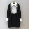 2024 Spring New Women's Flip Collar Decorative Spliced ​​Ruffled Shirt Dress Y2K High Quality Korean Fashion Casual Kjol 240116