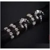 Anéis de banda Novo estilo boho conjuntos de anéis para mulheres banda de casamento zircon cristal anéis de dedo presentes de festa vintage sier 5pcs conjunto de jóias 335 dha1d