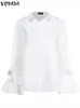 Grande taille 5XL VONDA mode femmes chemises chemisier blanc à manches longues Flare hauts tunique décontracté boutons solides fête Blusas Femininas 240116