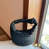 Botegs's Venets's New Shopping Mall Leisure UnderArm Bag Woven Cloud Bag Jodie Round UnderArm curved Mini Handbag Knot Crescent with Real Logo