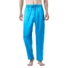 QNPQYX nouveaux hommes taille européenne pyjamas pour hommes vêtements de nuit pantalons longs hauts de nuit pantalons mince glace soie pyjamas hommes solide vêtements de nuit